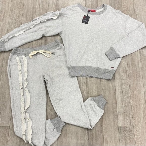 n:PHILANTHROPY Pants - n:Philanthropy Gray Ruffle Trim Set